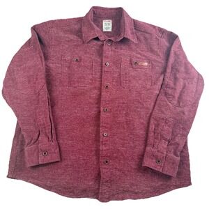 Genuine Dickies Men's XL Burgundy Textured Long Sleeve Work Shirt 100% Cotton